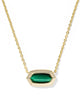 Kendra Scott Elisa Bezel Gold Short Pendant Necklace in Green Tigers Eye
