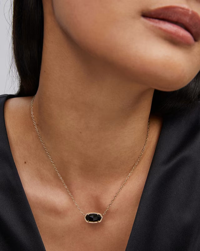 Kendra Scott Elisa Gold Pendant Necklace in Black Opaque Glass