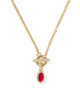 Kendra Scott Mini Elisa Toggle Gold Short Pendant Necklace in Red Illusion