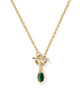 Kendra Scott Mini Elisa Toggle Gold Short Pendant Necklace in Green Tigers Eye