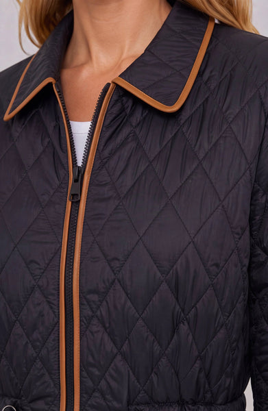 Raglan Quilted Coat W/ Cinched Waist