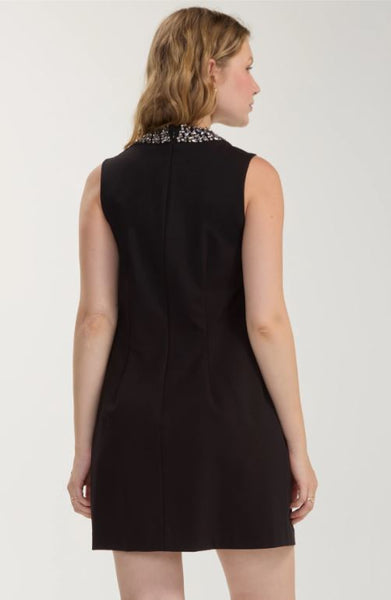 Sleeveless Dress with Embellished Collar