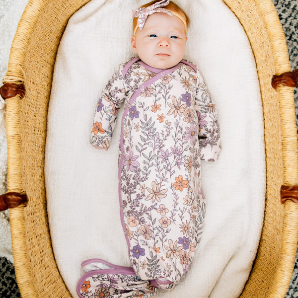 Newborn Knotted Gown in Flora