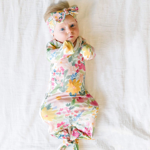 Newborn Knotted Gown in Lark