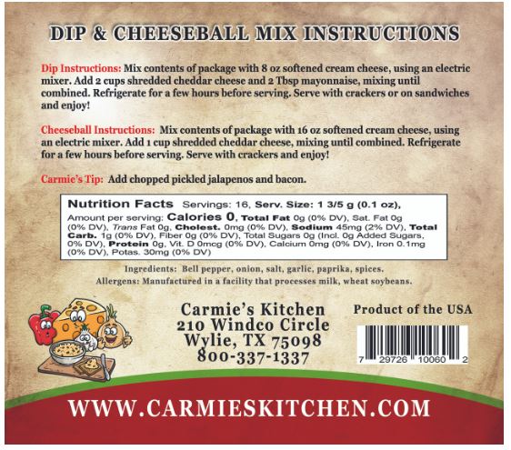 Carmie’s Kitchen Pimento Cheese Dip & Cheeseball Mix
