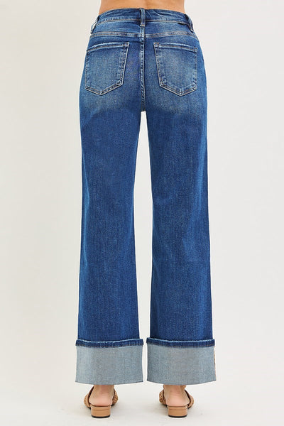 Risen High Rise Wide Cuff Turn Up Jean