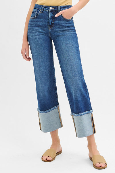 Risen Mid Rise Crop Wide Leg Jean