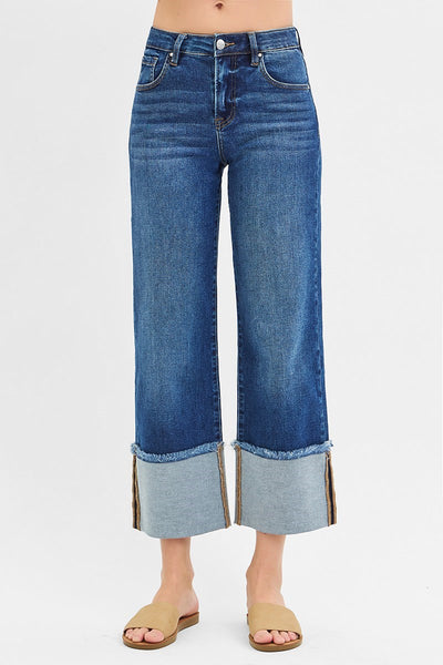 Risen Mid Rise Crop Wide Leg Jean