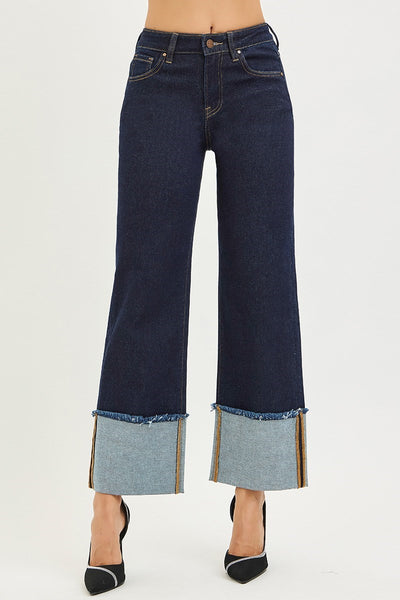Risen Mid Rise Crop Wide Leg Jean