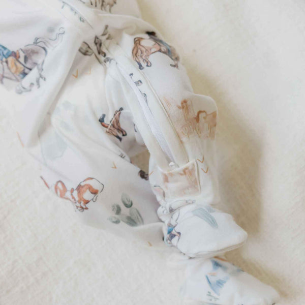 Copper Pearl Zip-Up Footie Pajama in Boone