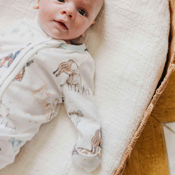 Copper Pearl Zip-Up Footie Pajama in Boone