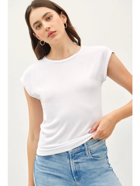 Be Cool Ribbed Cap Sleeve Tee
