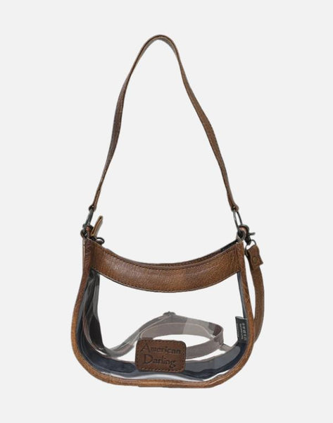 Western Leather Clear Bag with Hand Tooled Acents