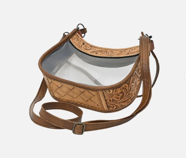 Western Leather Clear Bag with Hand Tooled Acents