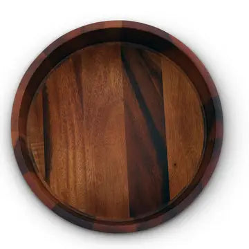 Modern Round Acacia Wood Large Salad Bowl