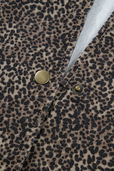 Leopard Slim Denim Vest