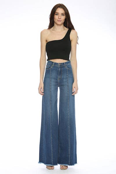 Front Seam Wide Leg Jeans