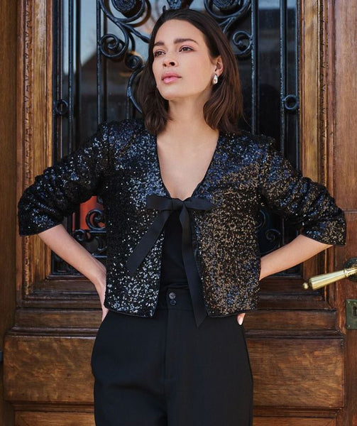 Esqualo Sequin Bow Short Blazer