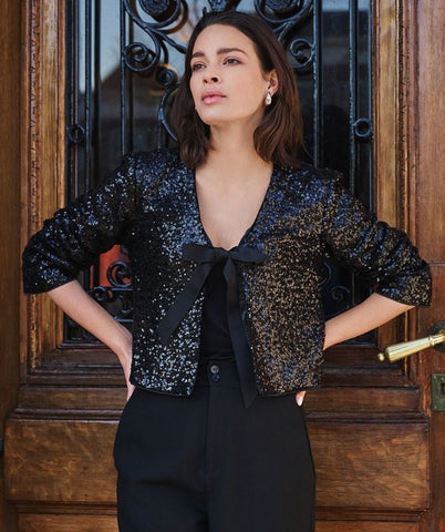 Esqualo Sequin Bow Short Blazer