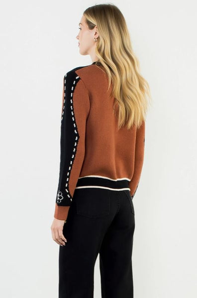 Flower Print Western Yoke Sweater