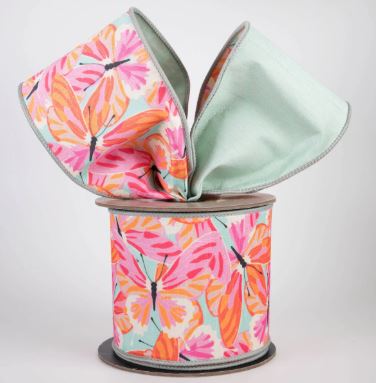 D. Stevens Dupion Colorful Butterflies Ribbon