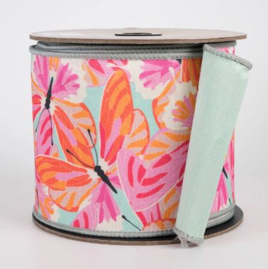 D. Stevens Dupion Colorful Butterflies Ribbon