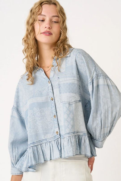 Patch Work Bandana Print Top