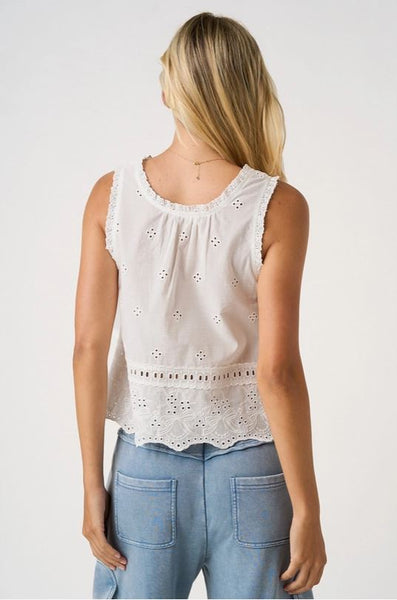 Embroidered Eyelet Sleeveless Top