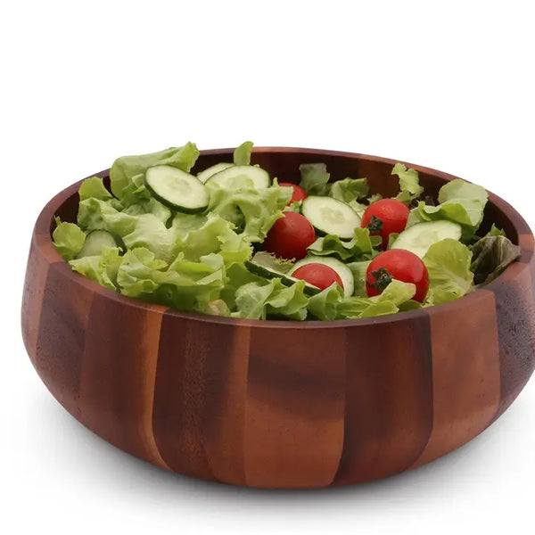 Modern Round Acacia Wood Large Salad Bowl