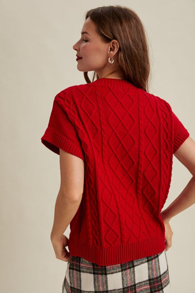 Wishlist Cable Knit Short Sleeve Sweater