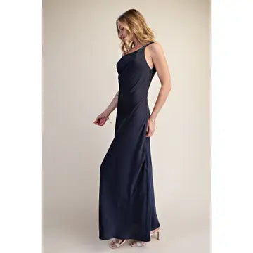 One Shoulder Satin Maxi Dress
