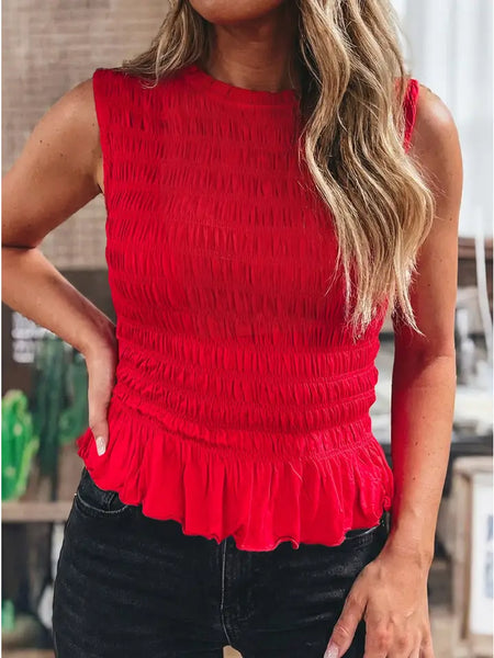 Smocked Sleeveless Top