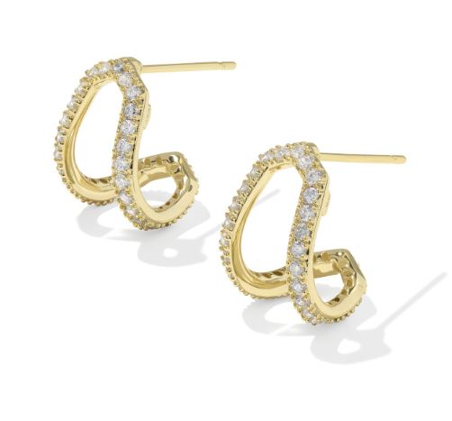 Kendra Scott Daphne Pave Huggie Earring in Gold & White CZ
