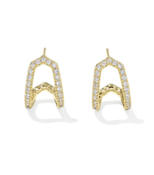 Kendra Scott Daphne Pave Huggie Earring in Gold & White CZ