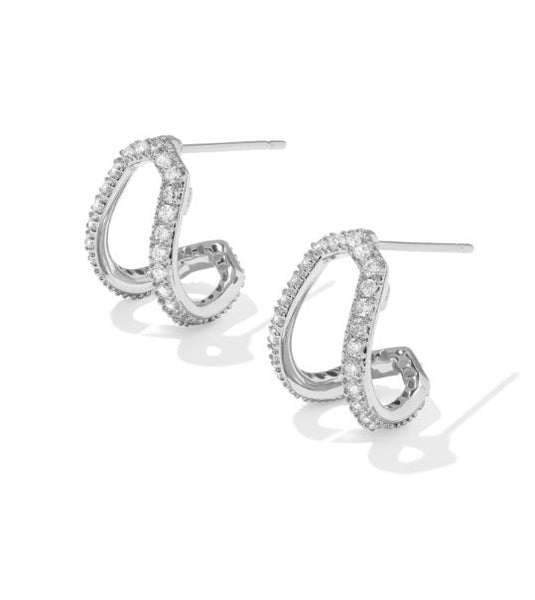 Kendra Scott Daphne Pave Huggie Earring in Silver & White CZ