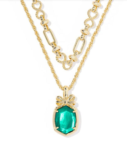 Kendra Scott Daphne Bow Multi Strand Necklace in Gold Pine Illusion