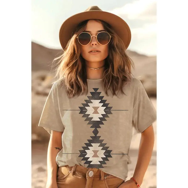 Aztec Graphic Short Sleeve Top