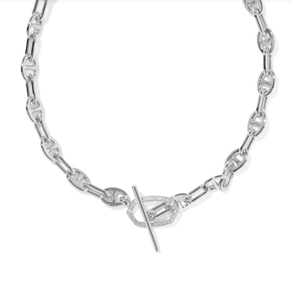 Kendra Scott Elisa Toggle Link & Chain Necklace in Silver & White CZ