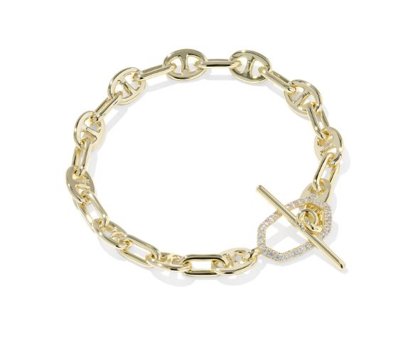 Kendra Scott Elaina Toggle Link & Chain Bracelet in Gold & White CZ