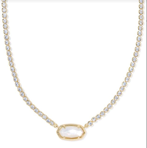 Kendra Scott Elisa Tennis Necklace Gold Ivory Mother-Of-Pearl