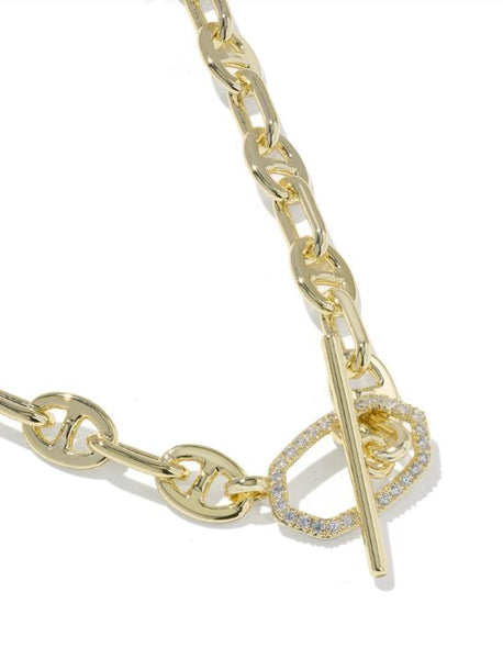 Kendra Scott Elisa Toggle Link & Chain Necklace in Gold & White CZ