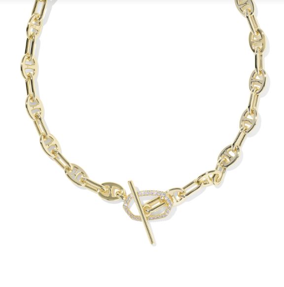 Kendra Scott Elisa Toggle Link & Chain Necklace in Gold & White CZ