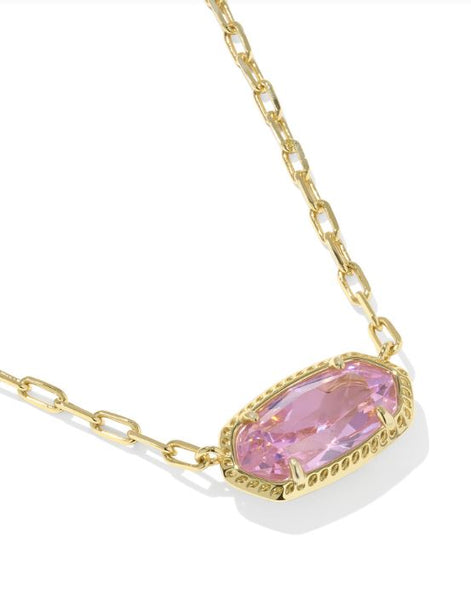 Kendra Scott Elisa Luxe Short Pendant Necklace in Gold & Light Pink CZ