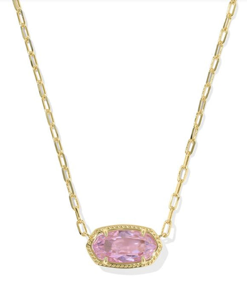 Kendra Scott Elisa Luxe Short Pendant Necklace in Gold & Light Pink CZ