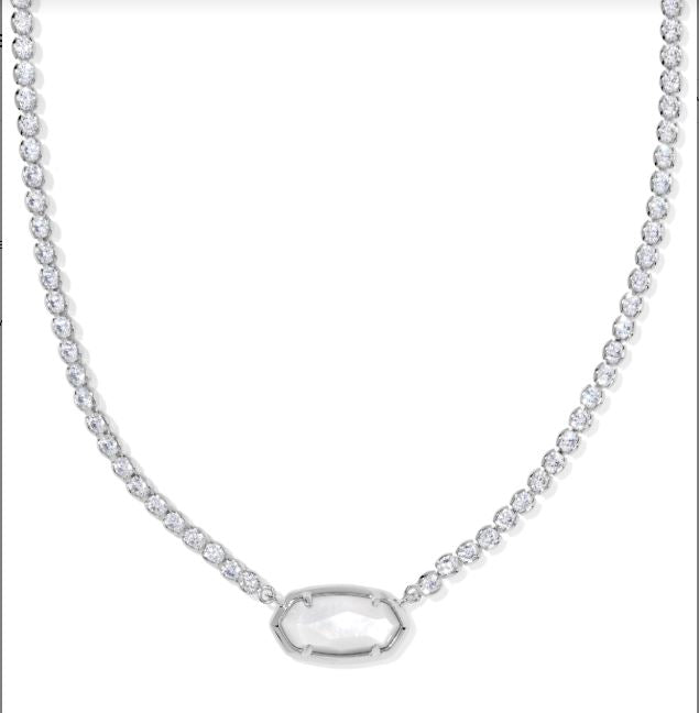 Kendra Scott Elisa Tennis Necklace Silver Ivory Mother-Of-Pearl