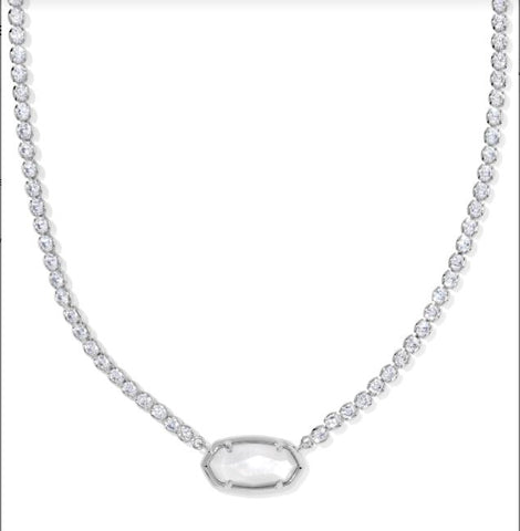 Kendra Scott Elisa Tennis Necklace Silver Ivory Mother-Of-Pearl