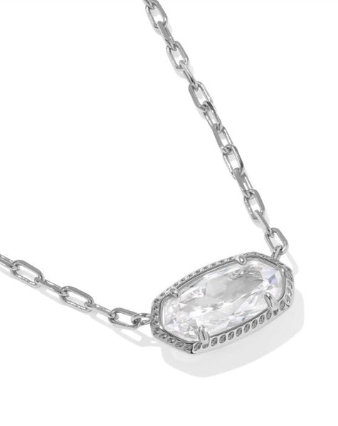 Kendra Scott Elisa Luxe Short Pendant Necklace in Silver & White CZ