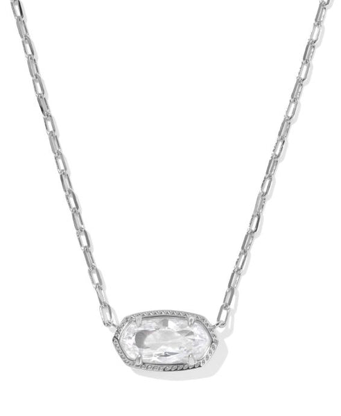 Kendra Scott Elisa Luxe Short Pendant Necklace in Silver & White CZ