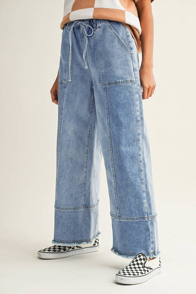 Drawstring Seam Denim Pants