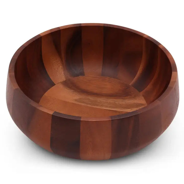 Modern Round Acacia Wood Large Salad Bowl
